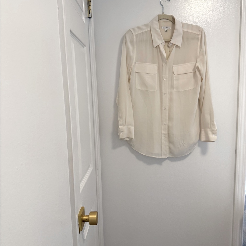 Equipment silk slim essential white button down small